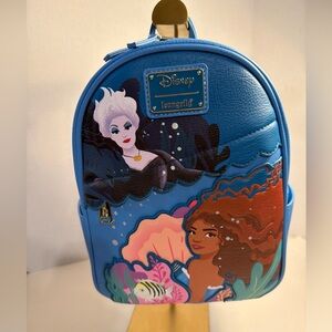 Disney  Little Mermaid Live Action Film Loungefly Mini Backpack Ariel Ursula NWT